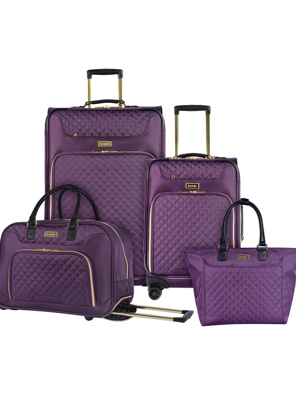 Kensie 4pc Quilted Luggage Set Purple New